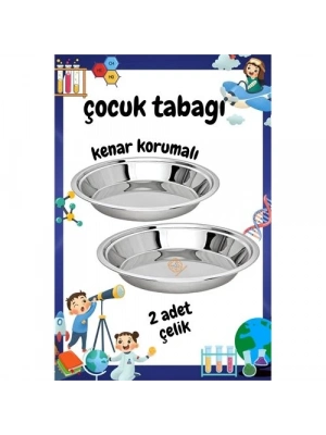 ® Çocuk Tabağı Güvenli Kenarlı Çelik 2 Adet 21 cm