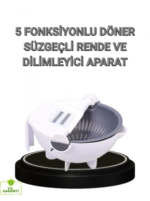 ® Çok Fonksiyonlu Döner Rende Süzgeç Hazneli Ergonomik Sebze Doğrayıcı