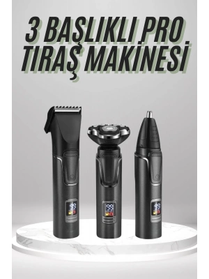 ® Dijital Göstergeli 3 Başlıklı Tıraş Makinesi Islak Kuru Lazer Öncesi Günlük