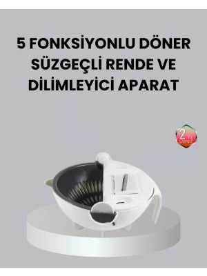 ® Döner Mekanizmalı 5’i 1 Arada Süzgeçli Rende Sebze Meyve Doğrama Cihazı