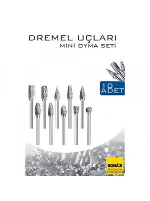 ® Dremel Uyumlu Mini Oyma Gravür Uç Seti – 10lu Tungsten Karbür, Ahşap/Metal/Plastik için