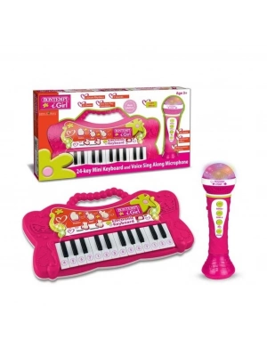 ® Elektronik 24 Tuşlu Mikrofonlu Org Seti Pembe