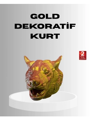® Gold Renk 3D Kurt Başı Duvar Dekoru