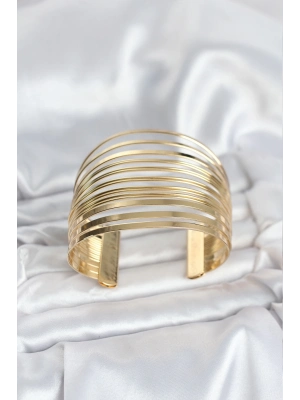 ® Gold Renk Pirinç Kaburga Model Kadın Bileklik