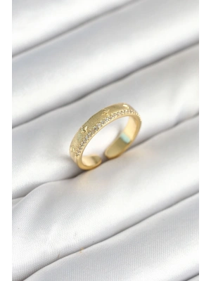 ® Gold Renk Şerit Zirkon Taşlı Kadın Yüzük