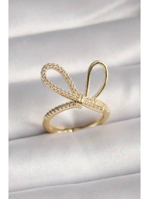 ® Gold Renk Zirkon Taşlı Düğüm Model Kadın Yüzük