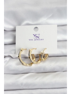 ® Gold Renk Zirkon Taşlı Kadın Küpe