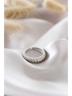 ® Gümüş Renk Ayarlamalı Burgu Kadın Yüzük