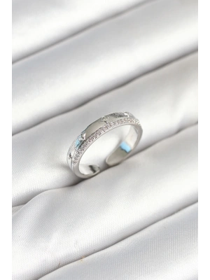 ® Gümüş Renk Şerit Zirkon Taşlı Kadın Yüzük