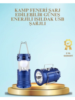 ® Güneş Enerjili Kızaklı Şarjlı Büyük Boy Kamp Feneri – USB Çıkışlı, Katlanabilir, Çok Fonksiyonlu