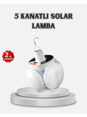 ® Güneş Enerjili ve USB Şarjlı LED Kamp Lambası – 5 Farklı Işık Modlu, Askılı Tasarım