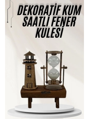 ® Hediyelik Eşya Retro Ahşap Deniz Feneri Kum Saati Biblo