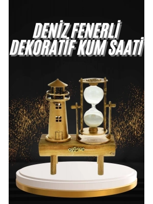 ® Hediyelik Eşya Retro Deniz Fenerli Kum Saati Ahşap Görünümlü Dekoratif Eşya
