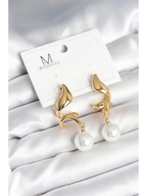 ® inci Detaylı Sarmal Model Gold Renk Pirinç Kadın Küpe