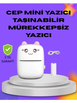 ® Kablosuz Mini Cep Yazıcısı Bluetooth Destekli 1200mAh Bataryalı