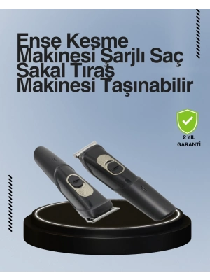 ® Kablosuz, Paslanmaz Çelik Bıçaklı Profesyonel Saç ve Sakal Tıraş Makinesi – Sessiz, Güçlü ve Ergonomik