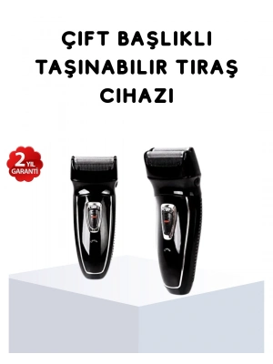 ® Kablosuz Tıraş Makinesi Çift Başlıklı Kuru Tıraş Folyo Başlık Şarj Göstergeli