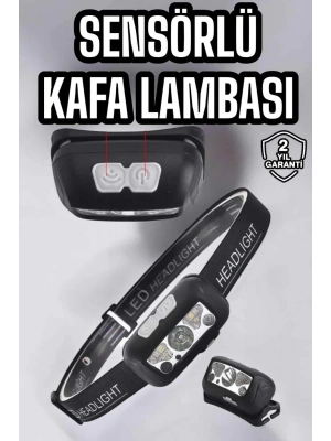 Kafa Lambası Kamp Lambası Sensörlü Şarjlı Ayarlanabilir