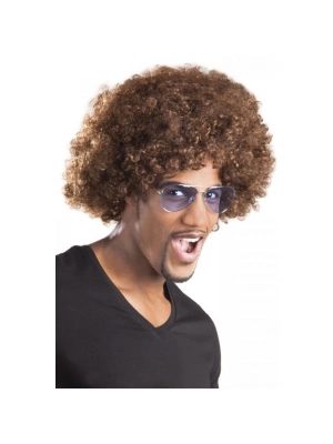 Kahve Renk Kıvırcık Afro Bonus Peruk