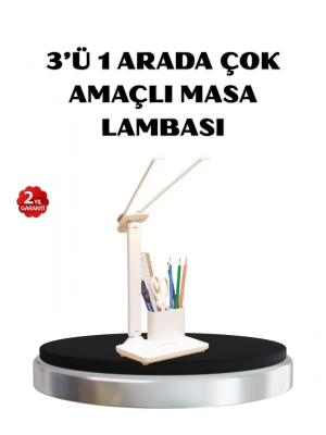 ® Kalemlik ve Telefon Standlı Masa Lambası – Kısılabilir LED Işık, Göz Dostu Tasarım