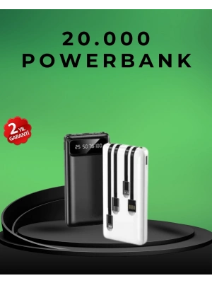 ® Kamp ve Seyahat İçin 20.000mAh LED Işıklı Hızlı Şarj Powerbank