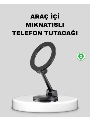 ® Katlanır Manyetik Araç İçi Telefon Tutucu – 360° Dönebilen, MagSafe Uyumlu, Güçlü Mıknatıslı Tasarım