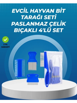 ® Kedi, Köpek ve Küçük Hayvanlar İçin 4 Parça Ergonomik Tarak Takımı