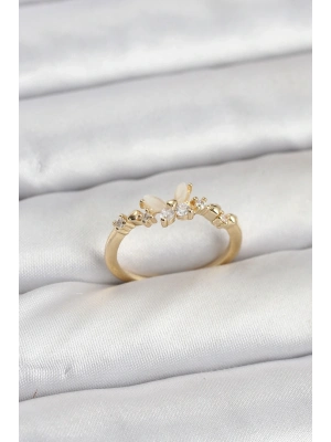 ® Kelebek Model Gold Renk Pirinç Kadın Yüzük