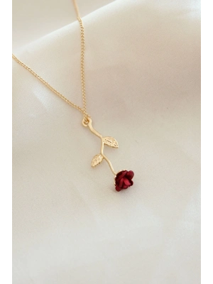 ® Kırmızı Gül Figürlü Kolye