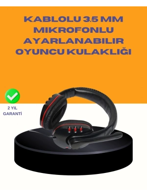 ® Kırmızı Oyuncu Kulaklığı Bilgisayar Uyumlu Stereo Yüksek Ses Kaliteli