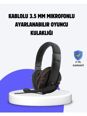 ® Kırmızı Oyuncu Kulaklığı Mikrofonlu Ayarlanabilir Konforlu Tasarımlı