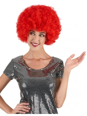 Kırmızı Renk Kıvırcık Afro Bonus Peruk