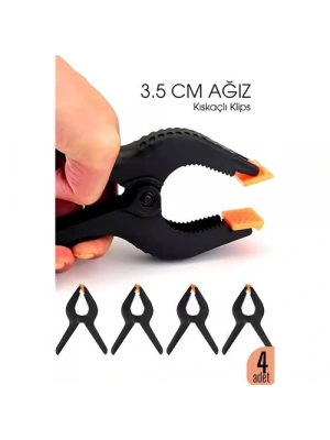 ® Kıskaç Klips Yaylı Işken ce Plastik Kelepçe Güçlü Mafsallı Çene 3 inç 3.5 cm ağız