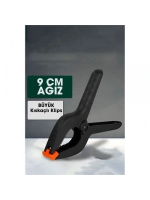 ® Kıskaç Klips Yaylı Işken ce Plastik Kelepçe Güçlü Mafsallı Çene 9 inç 9 cm ağız