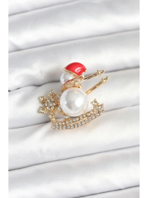 ® Kızaklı Kardan Adam Model Yılbaşı Temalı Broş