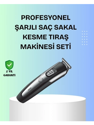 ® Kuaför Tipi Şarjlı Saç ve Sakal Kesme Makinesi Güçlü Motorlu