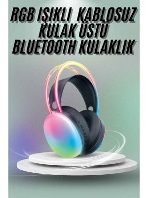 ® Kulak Üstü Kablosuz Bluetooth Kulaklık Unısex Renkli Işıklı Kulaklık