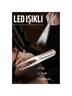 Led Işıklı Cımbız Kirpik Kaş Cımbız Epilasyon Cımbızı 721301