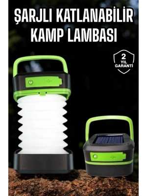 ® Led Lamba Kamp Lambası Hafif Taşınabilir Şarj Süreli Akordeon El Fenerli