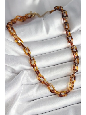 ® Leopar Desenli Mika Zincir Kadın Kolye