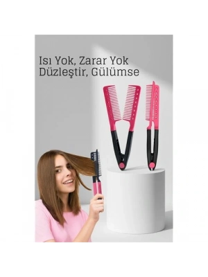 ® Manuel V Tipi Keratin Saç Düzleştirici – Isısız, Taraklı Saç Maşası  Pratik ve Taşınabilir