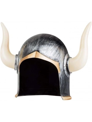 Mega Boynuzlu Viking Ivar Kaskı Eskitilmiş Desen Gümüş Renk