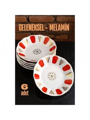 ® Melamin Çay Tabağı 6 Adet Geleneksel Türk Çay Bardağı Altlığı