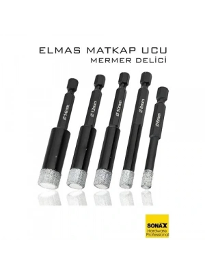 ® Mermer Delme Elmas Matkap Ucu - 5li Porselen Karo Seramik Taş, Cam, Granit için Elmas Matkap Uçları
