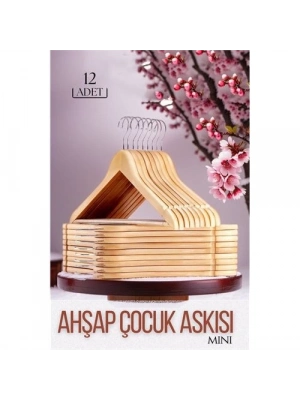 12’li Lüks Masif Ahşap Çocuk Askı Seti - Elena Rostova Stil Seçkisi - 30 cm 719137