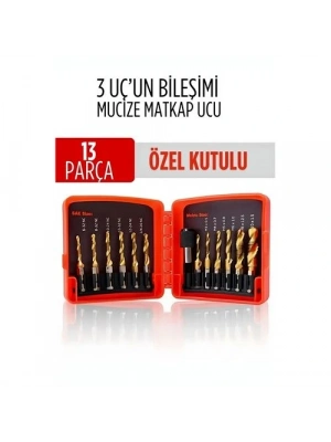 ® Mucize HSS 13lü Kombinasyon Matkap Ucu Seti – Delme, Havşa, Diş Açma Tek Adımda