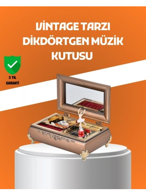 ® Müzikli Balerin Figürlü Takı Kutusu Piyano Desenli Dekoratif