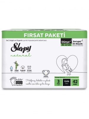®   Natural Bebek Bezi Fırsat Paketi 3 Beden 4-9 Kg 42 Adet