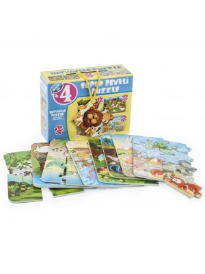 ® 1481 Süper Renkli 4lü Puzzle - Hayvanlar / 8+12+16+24 Parça Puzzle