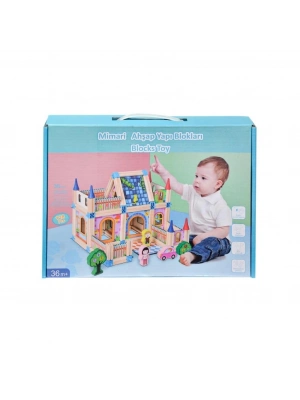 ® KZL-2102102 Ahşap Mimari Yapı Blokları 128 Parça